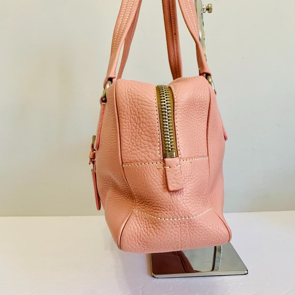 PRADA PINK PEBBLED LEATHER SATCHEL BAG WITH LOCK AND KEY Y2K - Picture 8 of 15